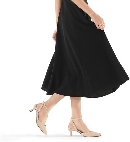mysoft Women's Pumps Shoes Ankle Strap 2 Inch Kitten Heels Sexy Pointed Toe Wedding Party Dress Sandals in Kuwait