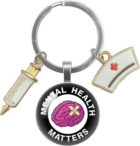 YAZMEEN Funny Transparent Cabochons Keychain with Pendant Metal Keychain Funny Keychain Gifts for Office Worker Nurse Doctor in Saudi Arabia
