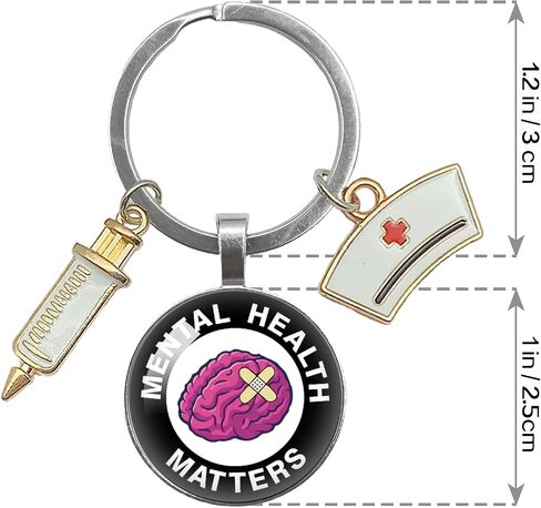 YAZMEEN Funny Transparent Cabochons Keychain with Pendant Metal Keychain Funny Keychain Gifts for Office Worker Nurse Doctor in Saudi Arabia