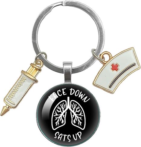 YAZMEEN Funny Transparent Cabochons Keychain with Pendant Metal Keychain Funny Keychain Gifts for Office Worker Nurse Doctor in Saudi Arabia