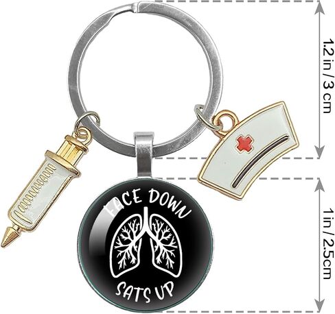 YAZMEEN Funny Transparent Cabochons Keychain with Pendant Metal Keychain Funny Keychain Gifts for Office Worker Nurse Doctor in Saudi Arabia