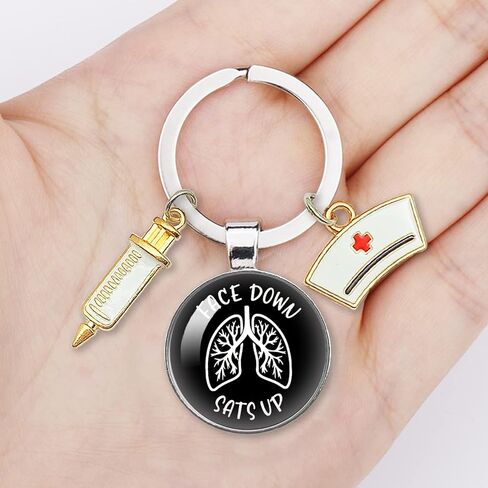 YAZMEEN Funny Transparent Cabochons Keychain with Pendant Metal Keychain Funny Keychain Gifts for Office Worker Nurse Doctor in Saudi Arabia