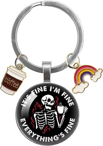 YAZMEEN Funny Transparent Cabochons Keychain with Pendant Metal Keychain Funny Keychain Gifts for Office Worker Nurse Doctor in Saudi Arabia