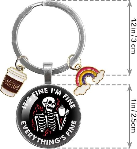 YAZMEEN Funny Transparent Cabochons Keychain with Pendant Metal Keychain Funny Keychain Gifts for Office Worker Nurse Doctor in Saudi Arabia