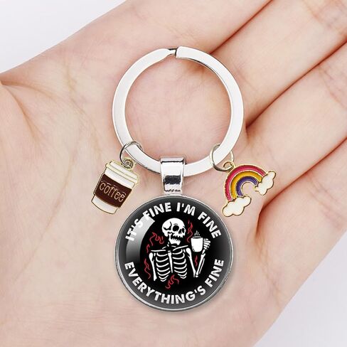 YAZMEEN Funny Transparent Cabochons Keychain with Pendant Metal Keychain Funny Keychain Gifts for Office Worker Nurse Doctor in Saudi Arabia