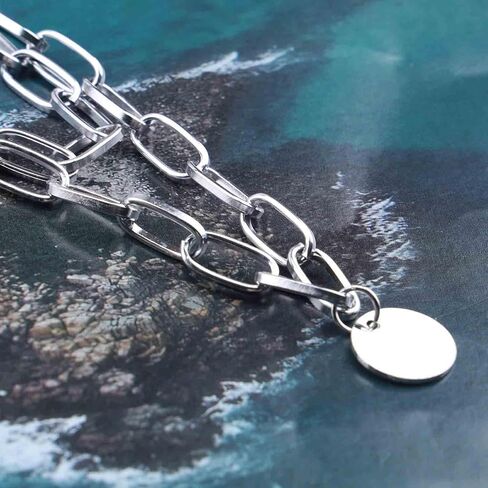 Boho Layered Disc Necklace Gold Paperclip Chain Choker Necklace Vintage Coin Pendant Necklace Punk Chunky Chain Necklace Jewelry for Women and Girls in Saudi Arabia
