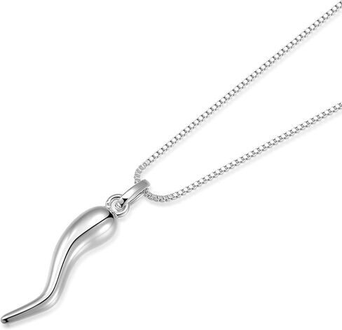 14K Gold Plated Medium Cornicello Italian Horn Pepper Necklace Charm Pendant 18''+2'' in Kuwait