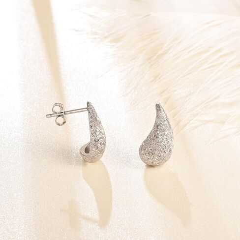 925 Sterling Silver Teardrop Earrings for Women Chunky Hoop Earrings Lightweight Fashion Teardrop Jewelry GIfts in Saudi Arabia