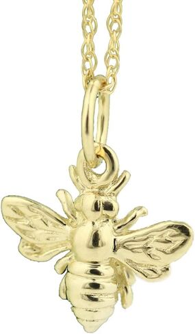 Solid 14k Gold 3D Tiny Bee Necklace Bumble Bee Queen Bee Bumblebee Charm Pendant Necklace in Kuwait