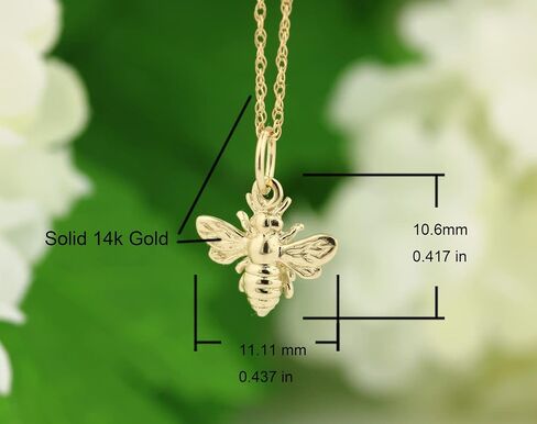 Solid 14k Gold 3D Tiny Bee Necklace Bumble Bee Queen Bee Bumblebee Charm Pendant Necklace in Kuwait
