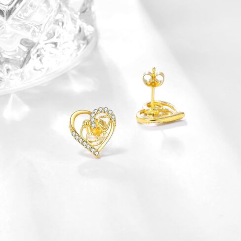 KECHO 14K Solid Gold Nurse Earrings for Women Dangle Cubic Zirconia Heart Stethoscope Nurse Earrings Studs Nurse Leverback Earrings Graduation Birthday Christmas Jewelry Gifts for Doctor Nurse Medical Student in Kuwait