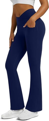Flare Leggings for Women with Pockets 2pack High Waisted Crossover Flare Leggings Bootcut Yoga Pants in Saudi Arabia