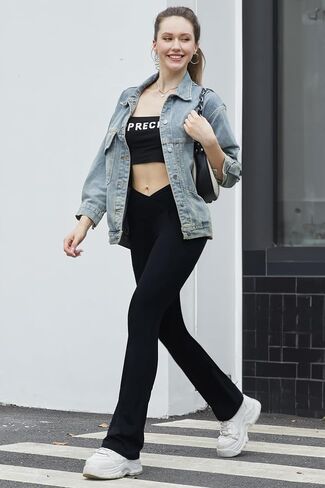 Flare Leggings for Women with Pockets 2pack High Waisted Crossover Flare Leggings Bootcut Yoga Pants in Saudi Arabia