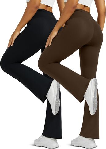 Flare Leggings for Women with Pockets 2pack High Waisted Crossover Flare Leggings Bootcut Yoga Pants in Saudi Arabia