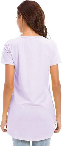 LUSMAY Women's Summer Basic Tunic Tops Short Sleeve Causal T Shirts in Kuwait