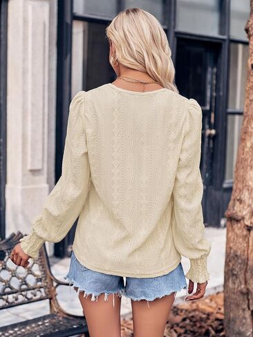 سترة نسائية علوية منتفخة بأكمام طويلة ورقبة على شكل حرف V كاجوال فضفاضة تناسب تي شيرت وبلوزات in Kuwait