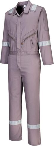 Portwest C814 Men's Work Coveralls - 100% Cotton Workwear Lightweight Reflective Safety Coverall with Zip and Pockets Grey, XX-Large in Saudi Arabia