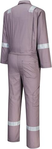 Portwest C814 Men's Work Coveralls - 100% Cotton Workwear Lightweight Reflective Safety Coverall with Zip and Pockets Grey, XX-Large in Saudi Arabia