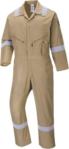 Portwest C814 Men's Work Coveralls - 100% Cotton Workwear Lightweight Reflective Safety Coverall with Zip and Pockets Grey, XX-Large in Saudi Arabia