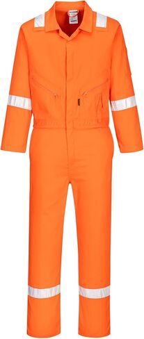Portwest C814 Men's Work Coveralls - 100% Cotton Workwear Lightweight Reflective Safety Coverall with Zip and Pockets Grey, XX-Large in Saudi Arabia