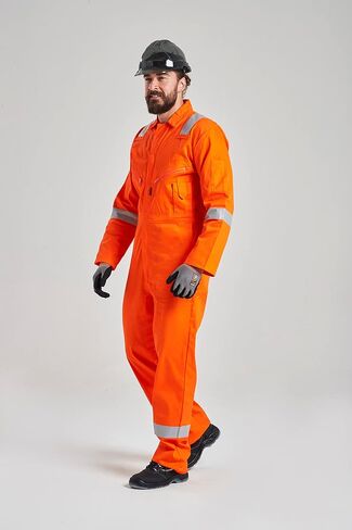 Portwest C814 Men's Work Coveralls - 100% Cotton Workwear Lightweight Reflective Safety Coverall with Zip and Pockets Grey, XX-Large in Saudi Arabia