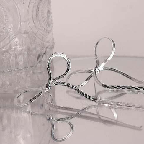 Bow Dangle Drop Tassel Earrings for Women Statement Elegant Long Chain Dangly Ribbon Fringe Waterfall Dangling Wedding Prom Fashion Jewelry Gift in Kuwait