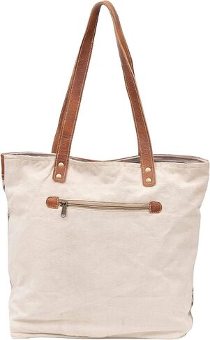 Shy Shy Let's Touch The Sky Leather Bags Bicycle Upcycled Canvas Tote Bag White Tan, Khaki, Brown in Kuwait