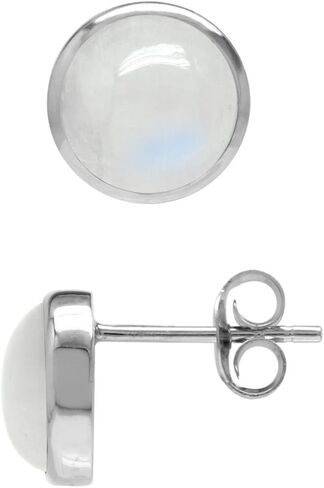 Silvershake 7MM شكل دائري كابوشون الأحجار الكريمة مطلي بالذهب الأبيض أو الذهب الأصفر مطلي 925 الفضة الاسترليني الأعمال الملابس مسمار أقراط مجوهرات للنساء in Saudi Arabia