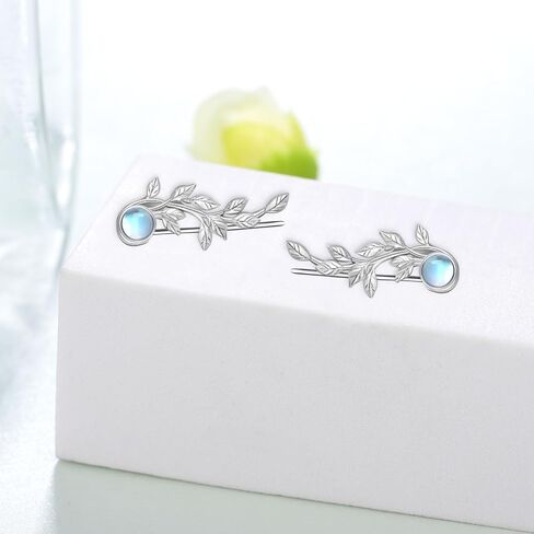 Ear Climber Earrings 925 Sterling Silver Ear Climber Earrings for Women Moonstone Ear Crawler Earrings Jewelry Gift for Women in Saudi Arabia