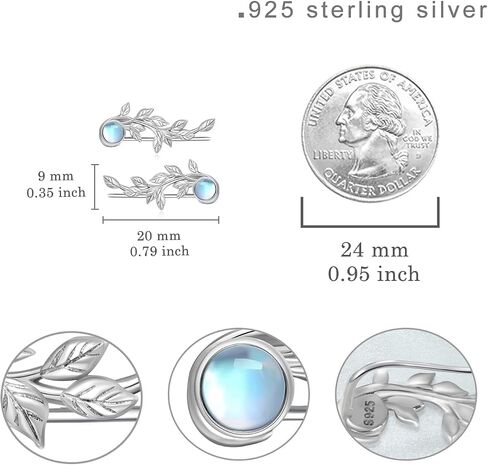 Ear Climber Earrings 925 Sterling Silver Ear Climber Earrings for Women Moonstone Ear Crawler Earrings Jewelry Gift for Women in Saudi Arabia