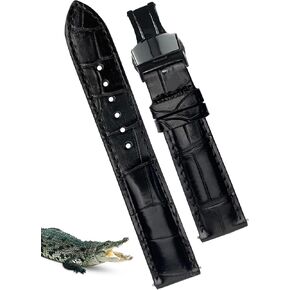 Deployment Clasp Men Leather Watch Band Alligator Strap Quick Release Crocodile Wristwatch Band Butterfly Buckle 18mm 19mm 20mm 21mm 22mm