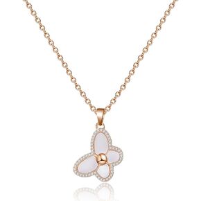 Butterfly Pendant Necklace for Women 14k Gold Plated Necklaces Dainty Copper Choker Jewelry for Women