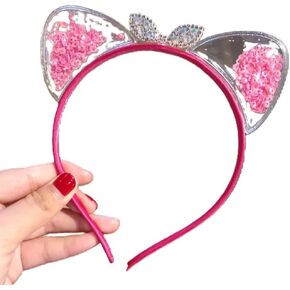 The Crafty Owl Glitter Cat Ear Hairband Hair Accessories for Party, Festivals, Events (Dark Pink)