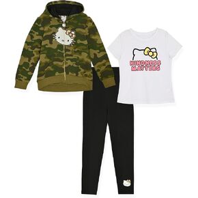 Hello Kitty Girls Hoodie and Legging Set 3 Piece Sets with Legging Tee and Hoodie for Kids