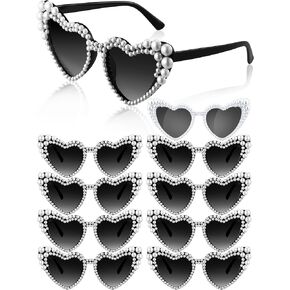 10 Pcs Bachelorette Party Sunglasses Pearl Heart Shaped Sunglasses Bridesmaid Gifts for Women Bride Wedding Party