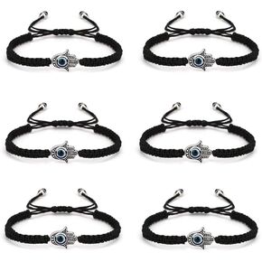Evil Eye String Kabbalah Hamsa Hand Cord Bracelet Hand-Woven Adjustable Rope Fatima Hand Ancient Friendship Charm Anklet for Women Protection Lucky Jewelry