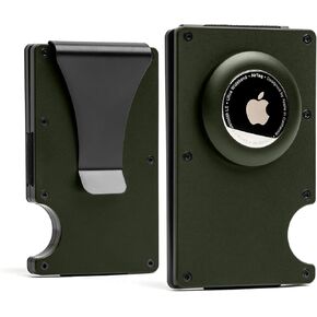 Premium Minimalist Wallet with Airtag Holder and Money Clip - Aluminum RFID Blocking Mini Wallet with High Card Capacity, Compact, Stylish and Durable design.