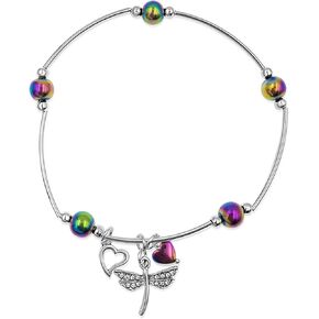 Rainbow Anklet Bracelet Hue Twisted Hematite and Round Artisan Beaded Anklet with Extension Handmade Hypoallergenic Beach Gala Wedding Style Jewelry