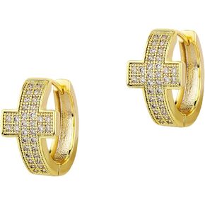 TOPGRILLZ Gold Hoop Earrings 14K Gold Silver 5A+ Diamond Cubic Zirconia Hoop Huggie Earrings Cartilage Hypoallergenic Hoop Cuff Earrings For Men Women