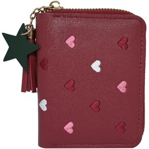 BenePoint Women's Wallets, Heart-Pattern Wallet for Women with Small Coin Pouch, Womens Leather Wallet Card Holder Ladies Wallets with Card Slots& Star Pedant (black)