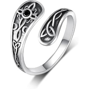 Witches Knot Ring 925 Sterling Silver Witch Celtic Knot Spoon Rings Jewelry Gifts Irish Wiccan Adjustable Thumb Open Ring for Women Mom Wife