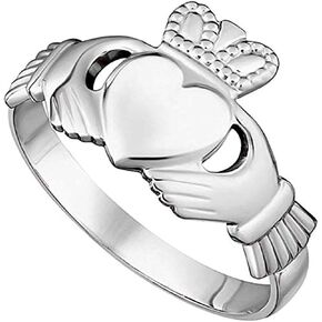 Biddy Murphy Women's Claddagh Maids Ring Made in Ireland Classic Sterling Silver Traditional Claddagh Design Made in Co. Dublin