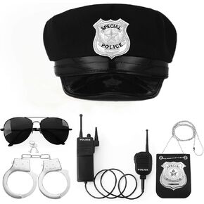 Police Costume Accessories Adjustable Cop Hat for Adults Boys Girls Police Officer Theater Dress Up Theme Party