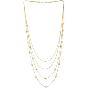 COOLSTEELANDBEYOND Statement Necklace Waterfall Multi-Strand Layered Long Chains with Ball Charm Pendant