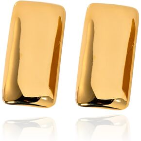 Large Thick Rectangle Ear Stud Earrrings for Women,Oversized Chunky Geometric Minimalist Stainless Steel 18K Gold Plated Earrings,Non Tarnish Statement Trending Jewelry