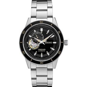 SEIKO SSA425 Automatic Watch for Men - Presage Collection - Black Open-Aperture Dial with Vintage 1960s Watch Inspiration - 50M Water Resistant
