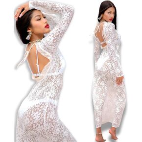 Beach Dress Swimsuit Sexy Lace Dress Casual Beach Sundress Summer Bathing Suit Cover up Women Vacation Dresses Bikini