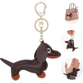 Giantree Leather Dachshund Keychain, Dachshund Keychain Bag Pendant Key Chain Cute Puppy Dog Charm Gifts