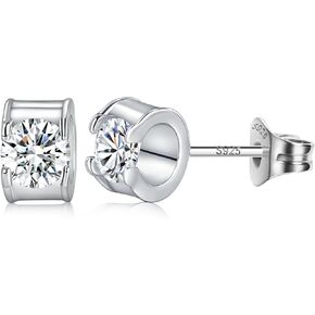 0.3/0.5/1 قيراط أقراط مويسانيتي للنساء، 925 فضة استرلينية 18 قيراط مطلية بالذهب الأبيض أقراط مويسانيتي مرصعة مضادة للحساسية هدية مجوهرات in Kuwait