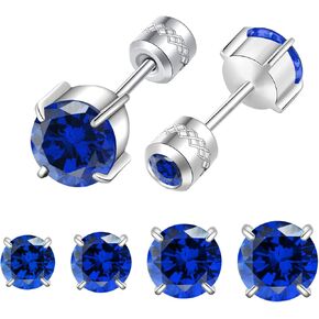 Hopply 4 Pairs Stud Earrings Set for Women Mens,Hypoallergenic Screw Back Titanium Surgical Stainless Steel 5A Cubic Zirconia Double Side Earrings Piercing Sleeper Studs Jewelry